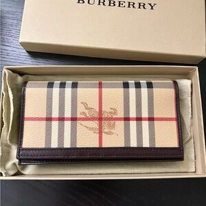 Burberry haymarket check pattern printed leather wallet new with tags